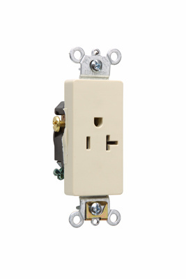 Product image for Pass & Seymour 26361-I Heavy-Duty Decorator Spec Grade Single Receptacle, Back & Side Wire, 20A 125V - Ivory