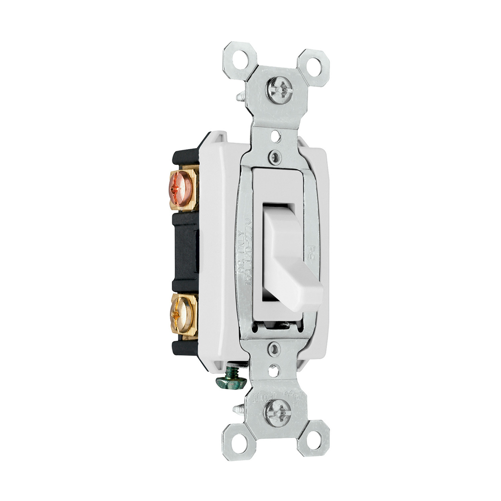 Product image for Pass & Seymour CSB15AC3-W Construction 3Way Switch, Back & Side Wire, 15Amp 120/277Volt, White