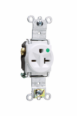 Product image for Pass & Seymour 8801-W Heavy-Duty Hospital Grade Single Receptacle, Back & Side Wire, 20A 250V - White