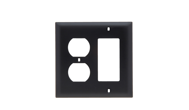 Product image for Pass & Seymour TP826-BK 2Gang Wall Plate, Decorator / Duplex Receptacle, Nylon, Standard - Black