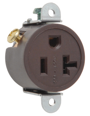 Product image for Pass & Seymour 5358 Commercial Grade Short Strap Single Receptacle Side Wire 20A 125V - Brown