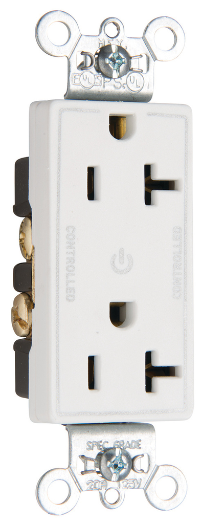 Product image for Pass & Seymour 26352-CDW 20A 125V Dual Controlled Plug Load Duplex Outlet White