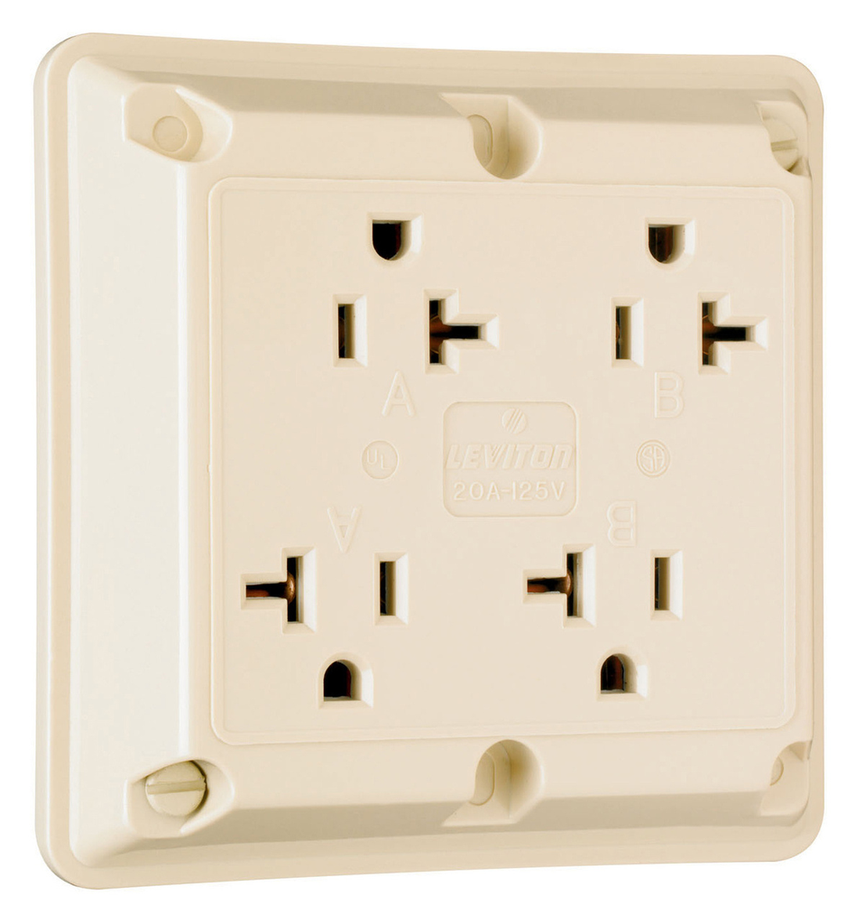 Product image for Pass & Seymour 420-I Quad Receptacle 20A 125V - Ivory