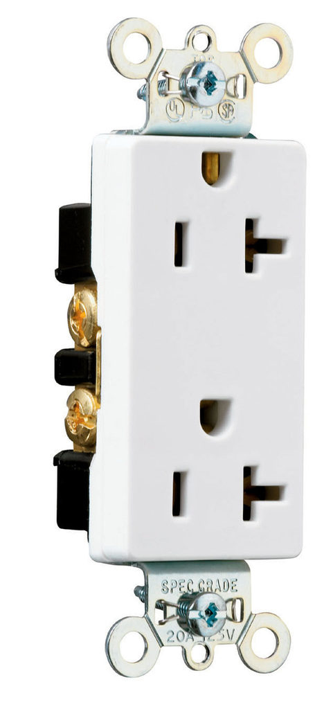 Mayer-DDS-20A 125V Heavy Duty Specification Grade Decorator Duplex Receptacle, White-1