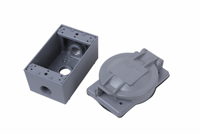 Product image for Pass & Seymour L1430-FIKIT 30A Locking Gray Flanged Inlet L1430FI, Weatherproof Cover WPG2, and Weatherproof Box WPB33