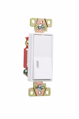 Product image for Pass & Seymour 2626-W Three-way, Back and Side Wire, Illuminated Decorator Switch, 20 amps, 120V - White