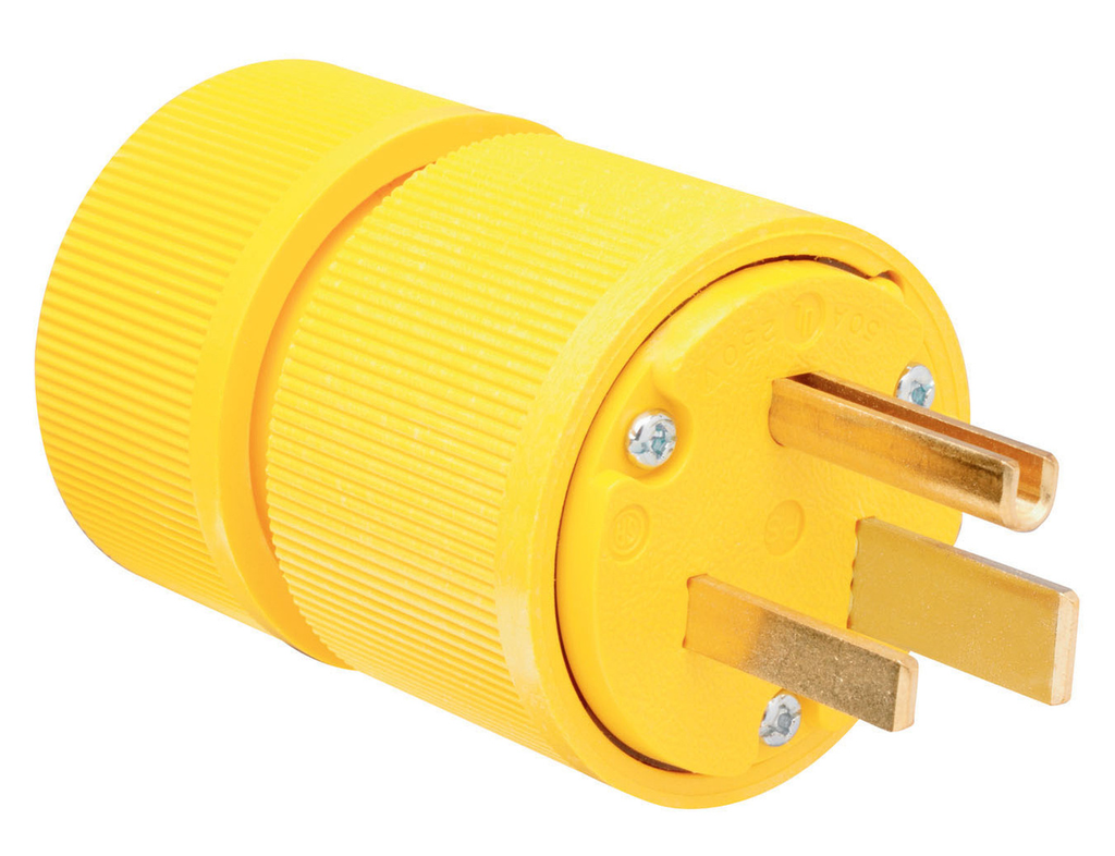 Product image for Pass & Seymour D0651 Gator Grip Plug, 2pole 3wire, 50amp 250V Grounding - Yellow