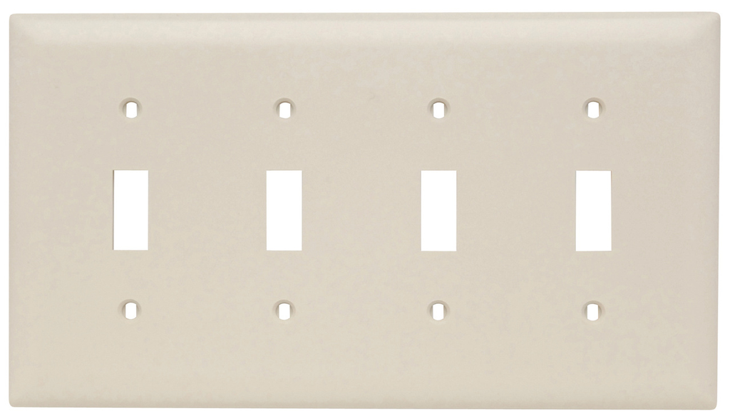 Product image for Pass & Seymour TP4-LA 4Gang Wall Plate, Toggle Switch, Nylon, Standard - Light Almond