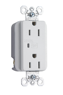 Product image for Pass & Seymour 5252-WSP 15A 125V 2-Pole 3-Wire NEMA 5-15R Surge Protective Duplex Receptacle - White
