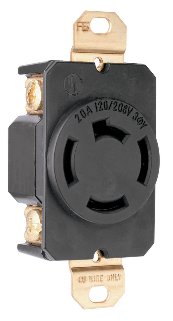 Product image for Pass & Seymour 7410 Receptacle 4wire 20A 120/208V Turnlok
