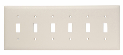 Product image for Pass & Seymour TP6-LA 6Gang Wall Plate, Toggle Switch, Nylon, Standard - Light Almond