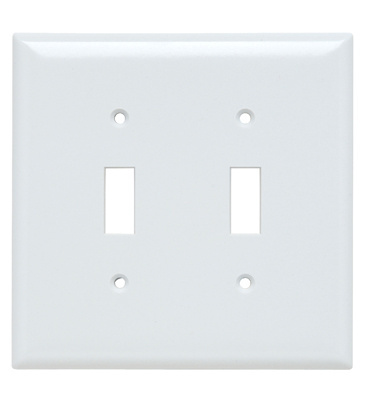 Product image for Pass & Seymour SPJ2-W 2Gang Wall Plate, Toggle Switch, Jr-Jumbo - White
