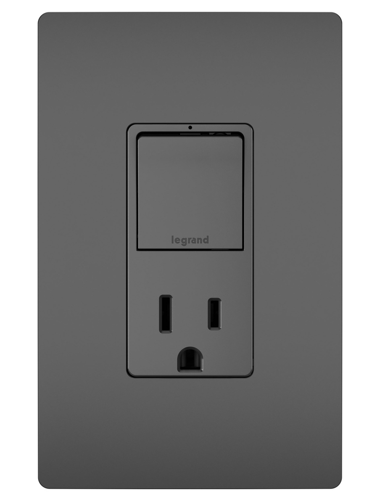 Product image for Pass & Seymour RCD38TRBK Combination Single Pole/3-Way Switch & Tamper Resistant Receptacle, 15A 120/125V - Black