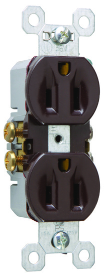 Product image for Pass & Seymour 3232-S Duplex Self-Grounding Receptacle. 15 amp, 125 V. Brown