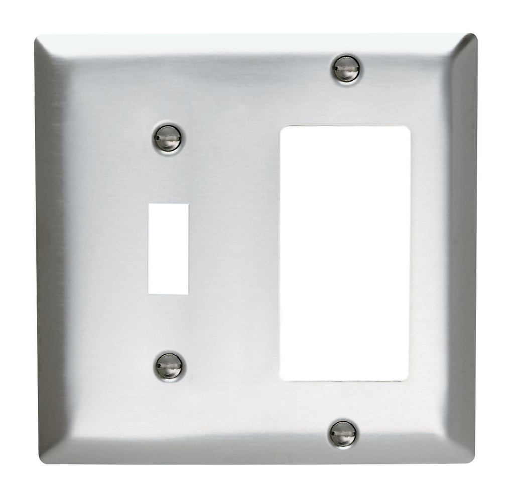 Mayer-DDS-Combination Openings, 1 Toggle Switch and 1 Decorator, Two Gang, 302/304 Stainless Steel-1