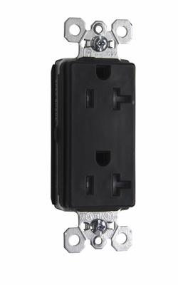 Product image for Pass & Seymour PTTR26362 PlugTail™ Tamper-Resistant Decorator Spec Grade Duplex Receptacle, 20A 125V - Brown