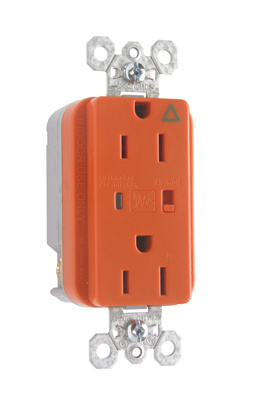 Product image for Pass & Seymour IG5262OSP Isolated Ground Surge Protective Duplex Receptacle, Back & Side Wire, 15A 125V - Orange
