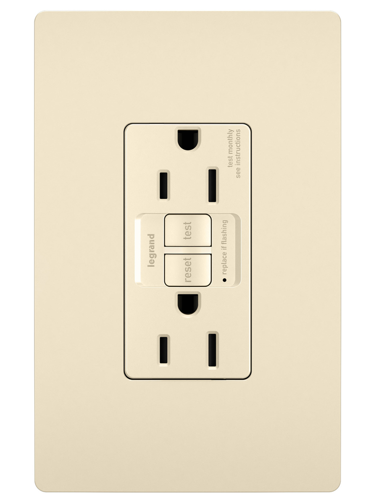 Mayer-DDS-radiant® Tamper-Resistant 15A Duplex Self-Test GFCI Receptacles with SafeLock® Protection, Light Almond-1