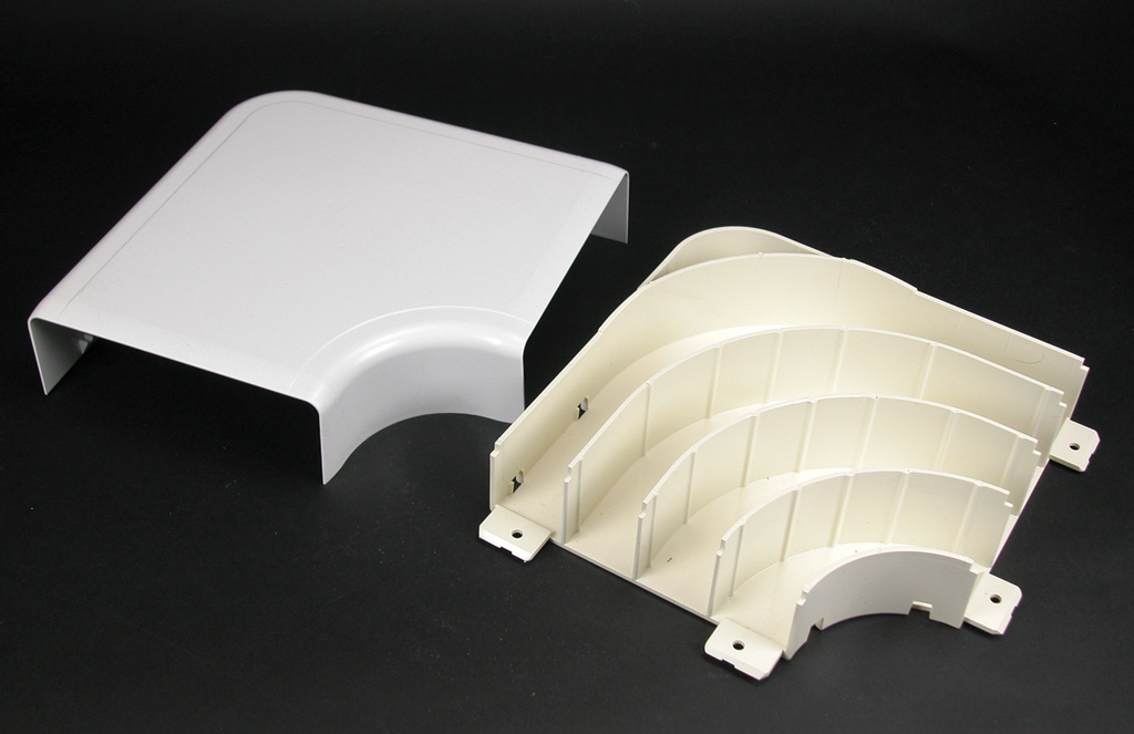 Product image for Wiremold 5411FO-WH 5400-Series Radiused Full Capacity Flat Elbow Fitting