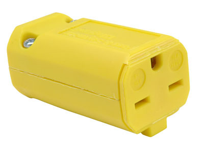Product image for Pass & Seymour PS5669-Y Straight Blade Connector, 15A 250V, 2pole 3wire - Yellow