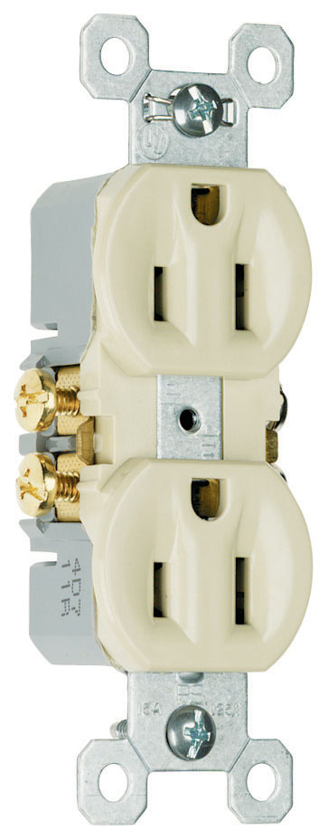 Product image for Pass & Seymour 3232-SLA Duplex Self Grounding Receptacle. 15 amp, 125 V. Light Almond
