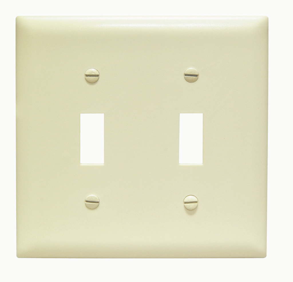 Product image for Pass & Seymour TP2-I 2Gang Wall Plate, Toggle Switch, Nylon, Standard - Ivory
