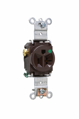 Product image for Pass & Seymour 8301 Heavy-Duty Hospital Grade Single Receptacle, Back & Side Wire, 20A 125V - Brown