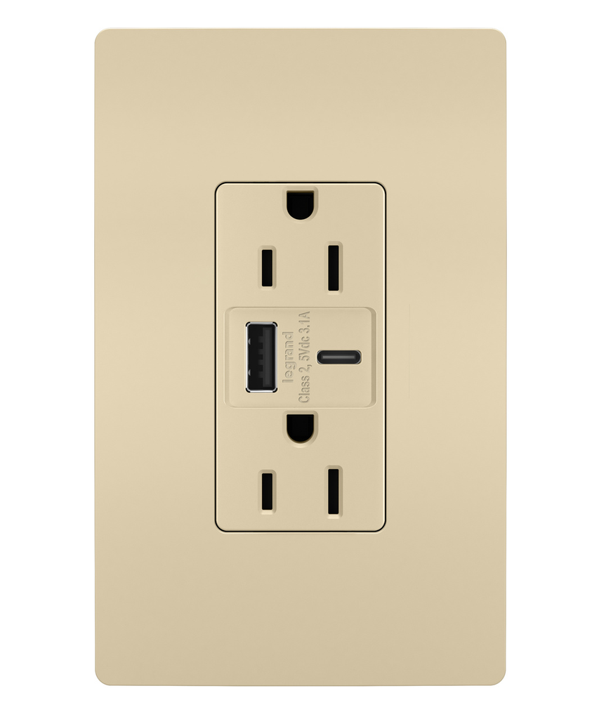 Mayer-DDS-radiant® 15A Tamper-Resistant USB Type A/C Outlet, Ivory-1