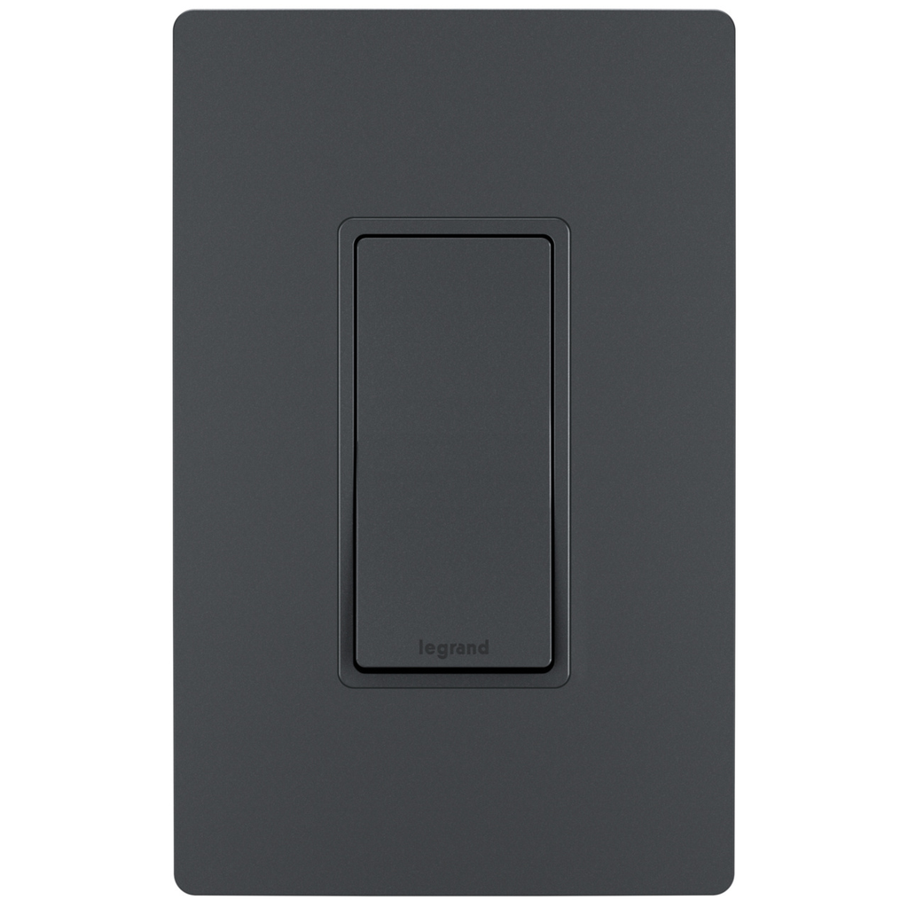 Product image for Pass & Seymour TM870-GCC10 Decorator Switch, 1Pole, 15A 120/277V w/ Ground, Side and Back Wire - Graphite