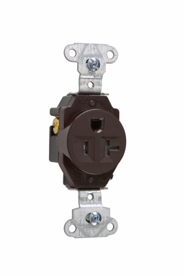 Product image for Pass & Seymour TR5351 20 Amp 125 VAC 2-Pole 3-Wire NEMA 5-20R Brown Nylon Face Tamper-Resistant Single Receptacle