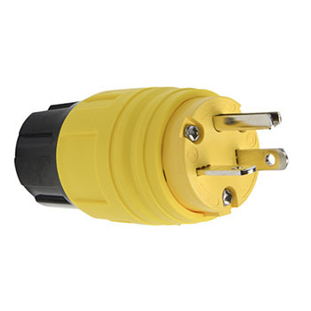 Product image for Pass & Seymour 14W33 20 Amp 125 VAC 2-Pole 3-Wire NEMA 5-20P Yellow Rubber Polarized Straight Blade Plug