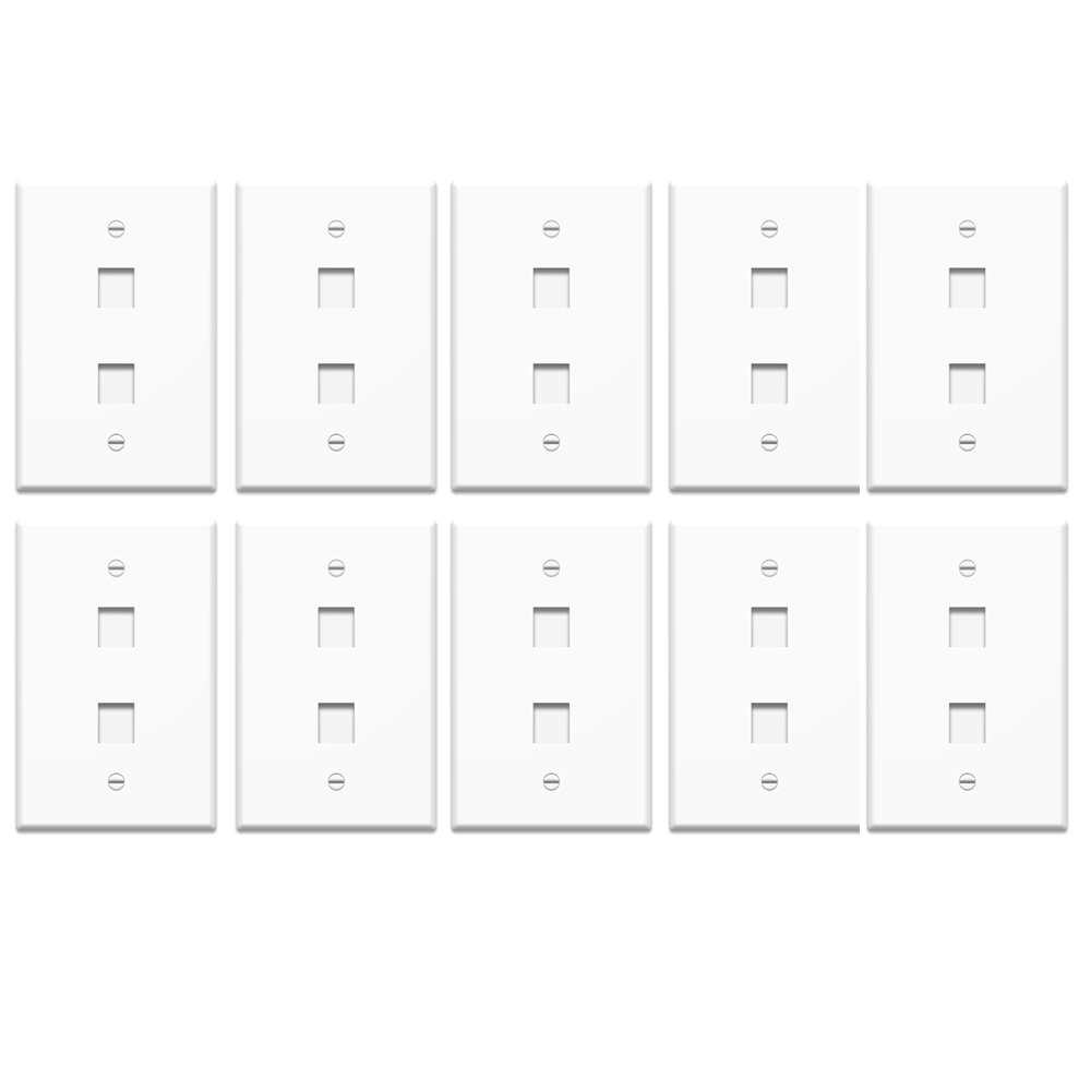 Product image for Pass & Seymour WP3402-WH-10 1-Gang 2-Port White Plastic Keystone Wallplate