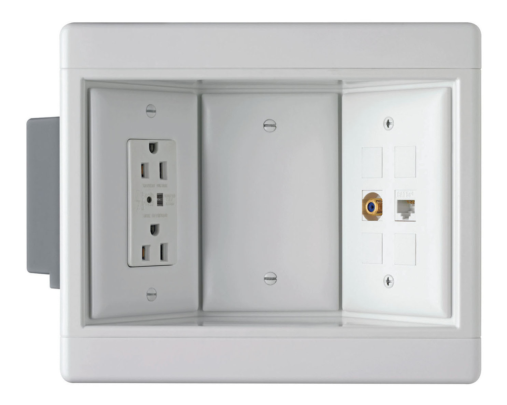 Product image for Pass & Seymour TV3W-TVSSW 3-Gang White Plastic Recessed TV Box