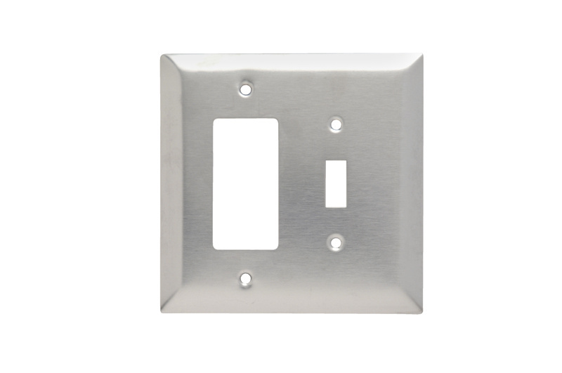 Mayer-DDS-Combination Openings, 1 Toggle Switch and 1 Decorator, Two Gang, 302/304 Stainless Steel-1