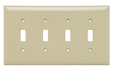 Product image for Pass & Seymour SPJ4-I 4Gang Wall Plate, Toggle Switch, Jr-Jumbo - Ivory