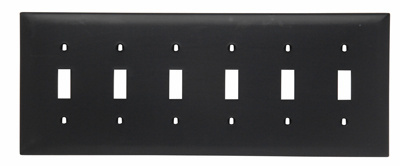 Product image for Pass & Seymour TP6-BK 6Gang Wall Plate, Toggle Switch, Nylon, Standard - Black