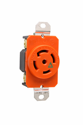 Product image for Pass & Seymour IGL2130-R Turnlok Single Receptacle, 5wire, 30amp 3phase 120/208V Isolated Ground
