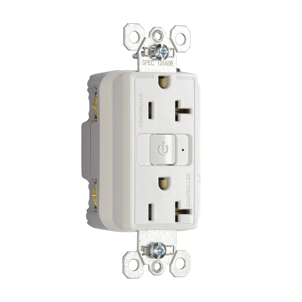 Product image for Pass & Seymour RF26352CD-W RF Plugload Receptacle, Dual Control, 20A 125V - White