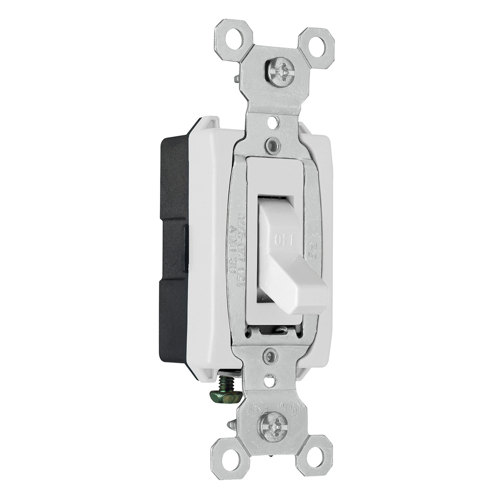 Product image for Pass & Seymour CSB15AC1-W Construction 1 Pole Switch, Back & Side Wire, 15Amp 120/277 Volt, White