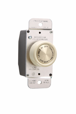 Product image for Pass & Seymour 94003-I Rotary 1.5Amp 3Speed De-Hummer Fan Speed Control, Ivory