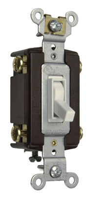 Product image for Pass & Seymour 664SWG TradeMaster White Self Grounding 4-Way Toggle Switch