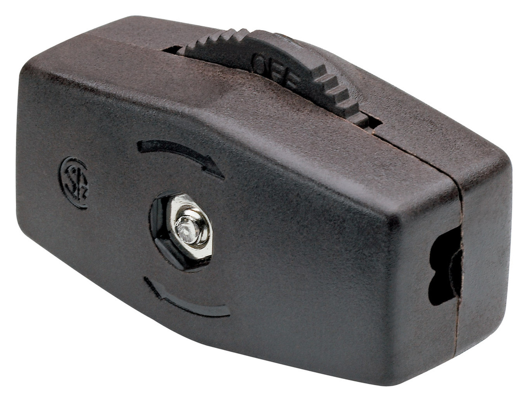 Product image for Pass & Seymour 423 1.03 x 1.38 Inch 125 Volt 6 Amp Brown Light Duty Inline Cord Switch