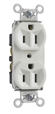 Product image for Pass & Seymour 5262-LA Hard Use Spec Grade Duplex Receptacle, Back & Side Wire, 15A 125V - Light Almond