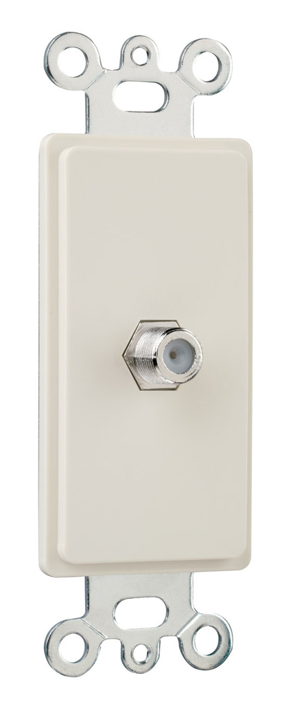 Product image for Pass & Seymour 26CATV-LA Single Gang Decorator F Type Coaxial Connector, Light Almond.