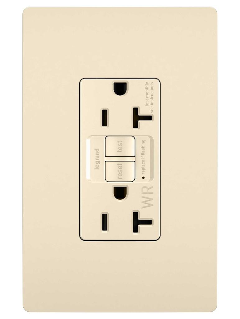 Mayer-DDS-radiant® Tamper-Resistant Weather-Resistant 20A Duplex Self-Test GFCI Receptacles with SafeLock® Protection, Light Almond-1
