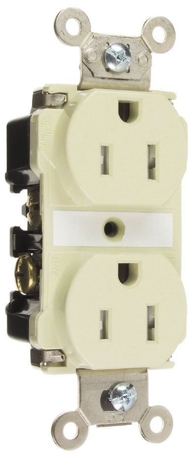 Product image for Pass & Seymour TR62-I 15 Amp 125 VAC 2-Pole 3-Wire NEMA 5-15R Ivory Nylon Tamper-Resistant Duplex Receptacle