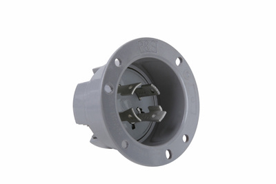 Product image for Pass & Seymour L1530-FI 30 Amp 250 Volt 4-Wire NEMA L15-30P Gray Brass Locking Device Flanged Inlet