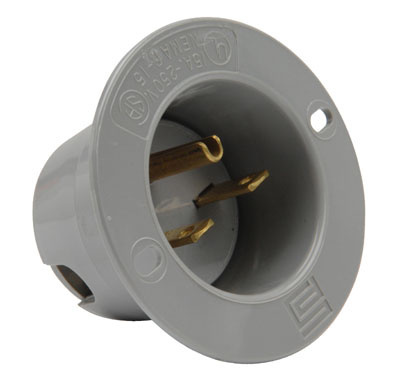 Product image for Pass & Seymour 5678-SS Straight Blade 2pole 3wire 15A 250V Flanged Inlet
