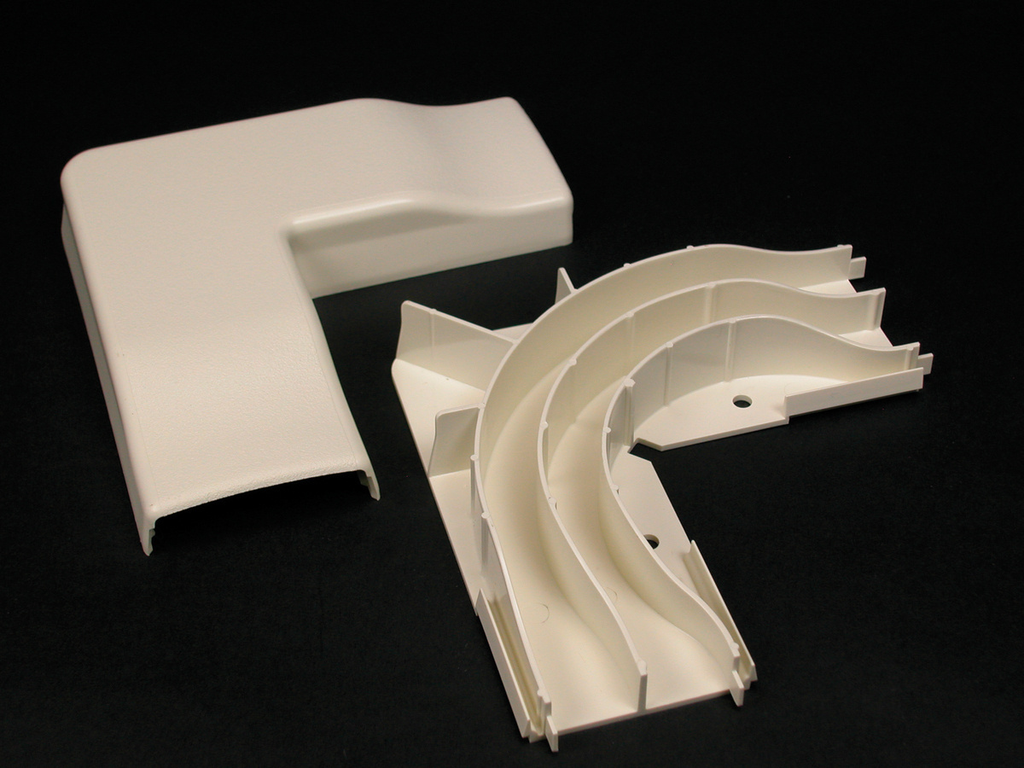 Product image for Wiremold 2311DFO-WH 2300-Series Radiused Divided Flat Elbow Fitting