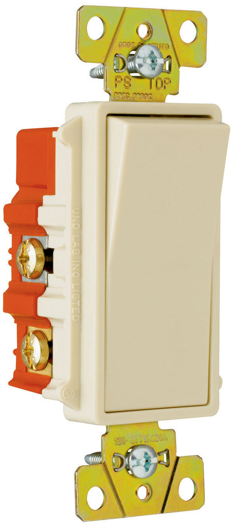 Product image for Pass & Seymour 2624-I Four-Way, Back And Side Wire, Decorator Switch, 20 Amps, 120/277 Volts, Ivory.